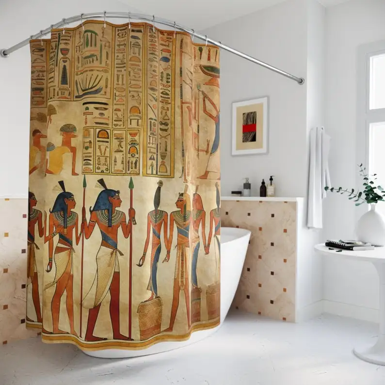

Ancient Egypt Shower Curtain - Egyptian Inspired Bath Decor & Gift for Egypt Lovers