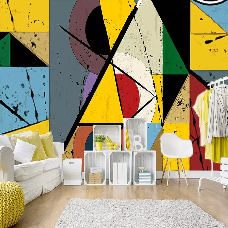 Personalizado Foto Wallpapers Nórdico Geometria Personalidade Grafite Criativo Pano Para Sala de estar Parede TV Pintura de Parede Home decor 3D