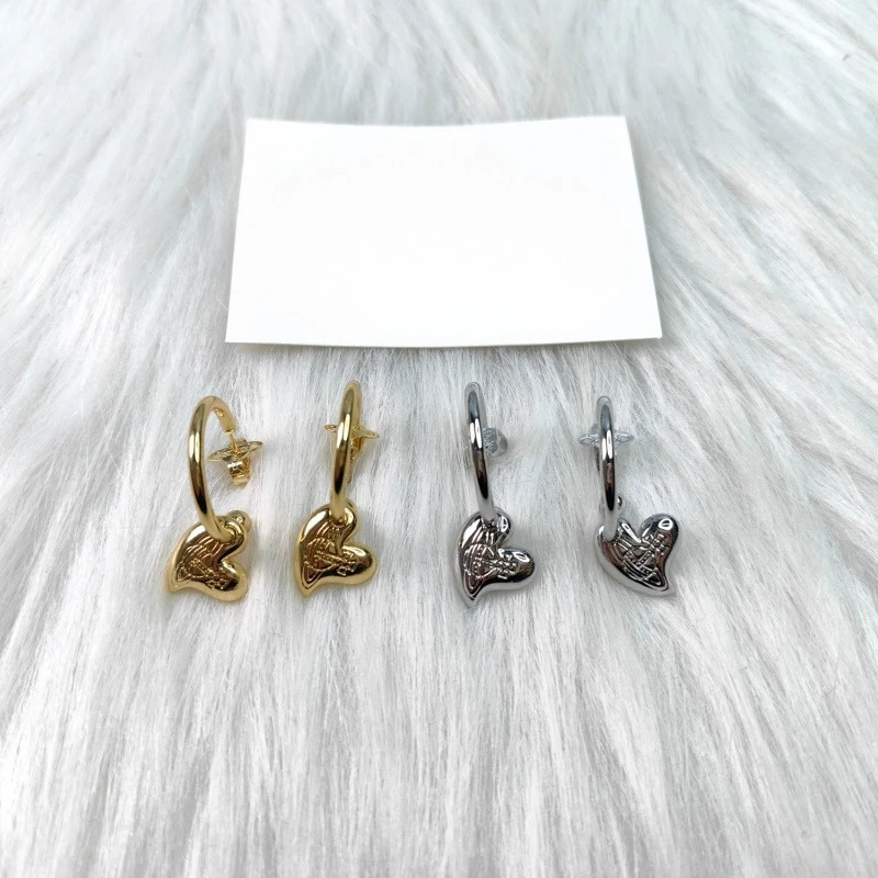 

S925 Sterling Silver Exquisite and Compact Love Engraved Little Saturn Charm Earrings