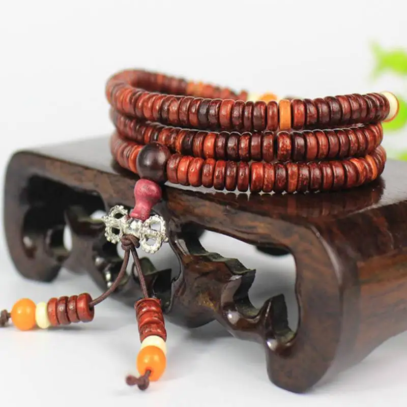 Natural 2-6 mm rosewood partition bead Buddha bead bracelet Party Ethnic Artisan Men Fashionistas Cuff Adjustable Teens