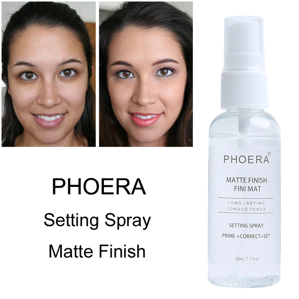 PHOERA 50ML Primer Matte Longlasting Transparent Fix Makeup Spray Oil Control Natural Portable Make Up Fix Foundation Spray