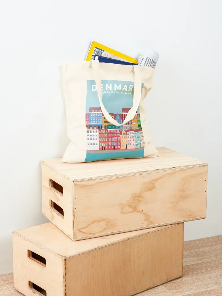 الدنمارك، Nyhavn، كوبنهاغن ملصق السفر حمل حقيبة حمل حقيبة امرأة حقائب امرأة 2025 حقيبة للشاطئ قماش الكتف #4