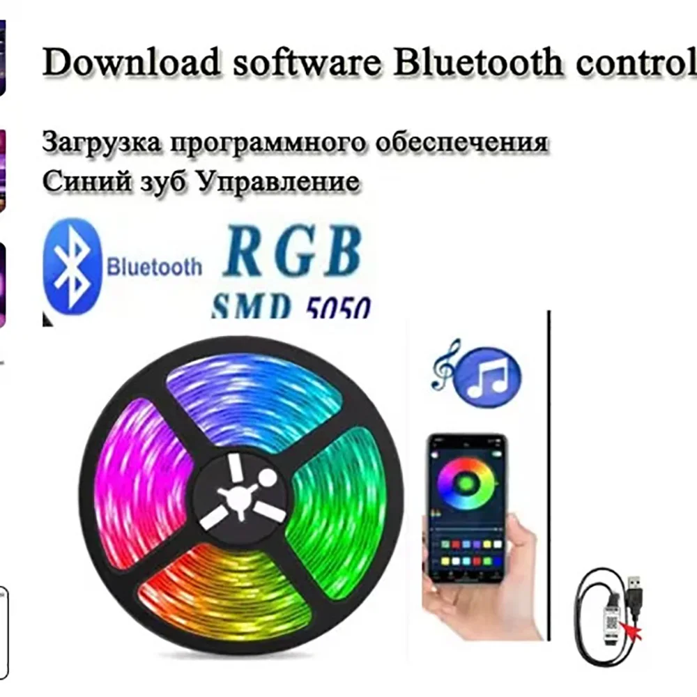 Taśma LED 5V USB RGB 5050 Led Light Bluetooth App Control Elastyczna taśma LED do dekoracji pokoju TV BackLight Diode Tape