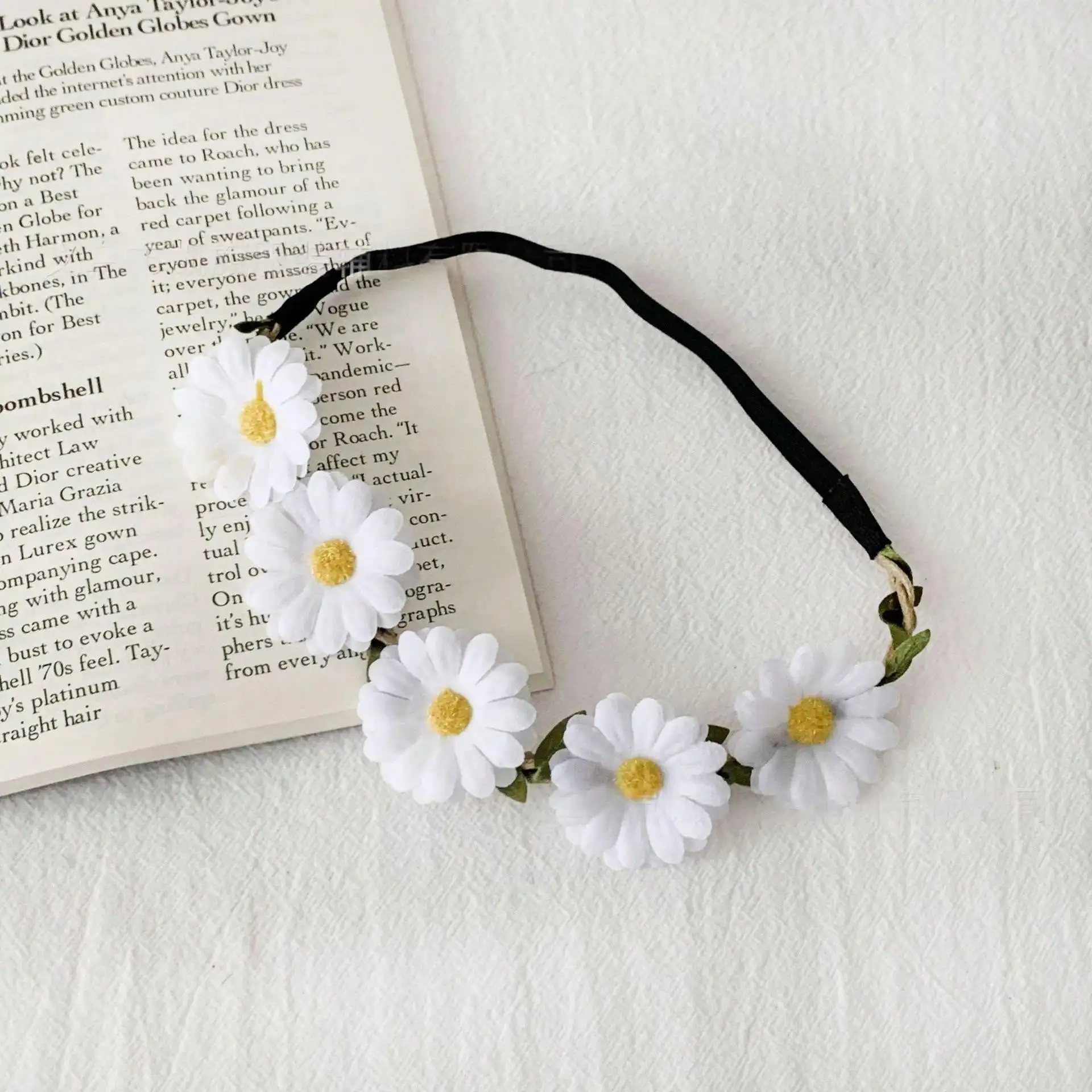 Juego de 12 diademas elásticas florales estilo bohemio, aros para el cabello con diseño de girasol y margarita, adecuados para Acción de Gracias, Navidad, Año Nuevo, primavera