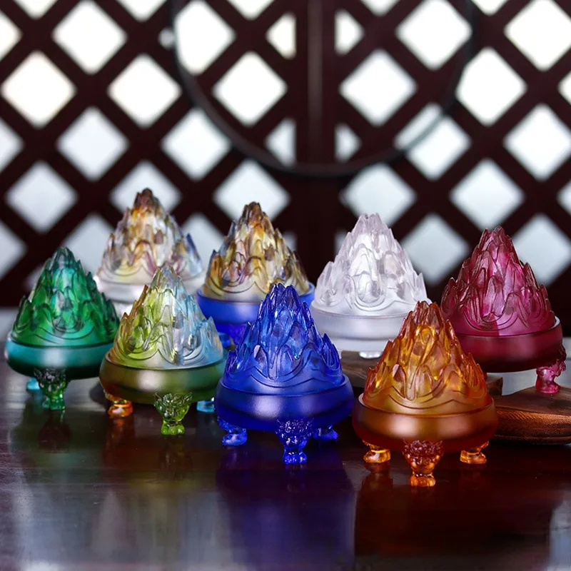 

Tripod Ancient Glass Incense Burner Hand Sealed Base Home Indoor Tower Fragrance Aromatherapy Creative Tea Ceremony Decoration