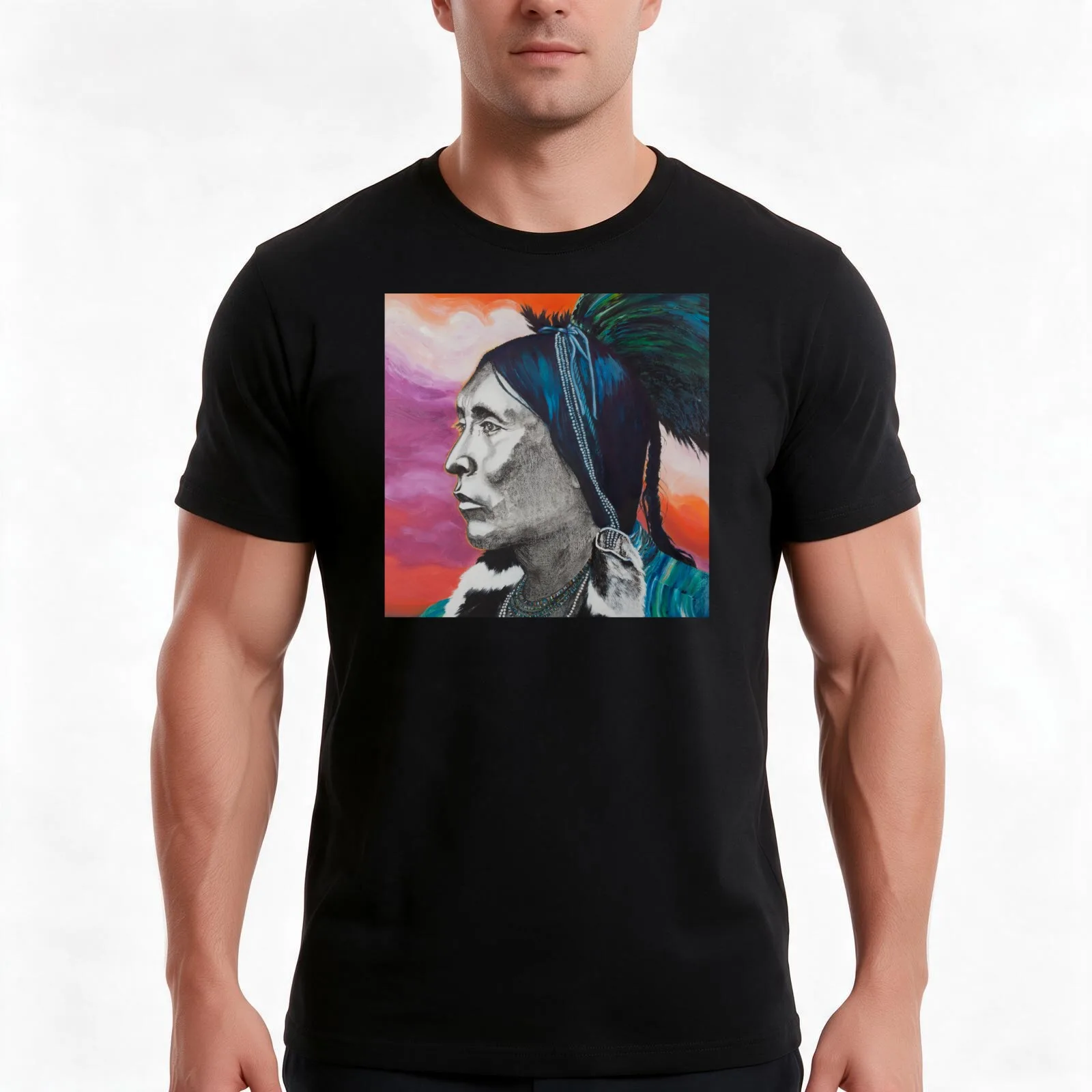 Nickel Icon - Indian Chief T-Shirt, Summer Casual Cotton Tee, Oversized Streetwear Tops, Vintage Graphic Print, Unisex Men Women