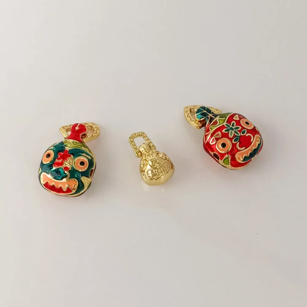 14K Gold-plated Blue-fired Oil-dripping Pendant Horizontal Hole Symbolizing Good Fortune Auspiciousness Handcrafted DIY Accessor
