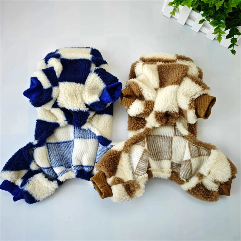 Autumn Winter Cat Dog Jumpsuit Classics Plaid Pet Pajamas for Small Dogs Cats Shih Tzu Dachshund Puppy Kitten Clothing Pullovers