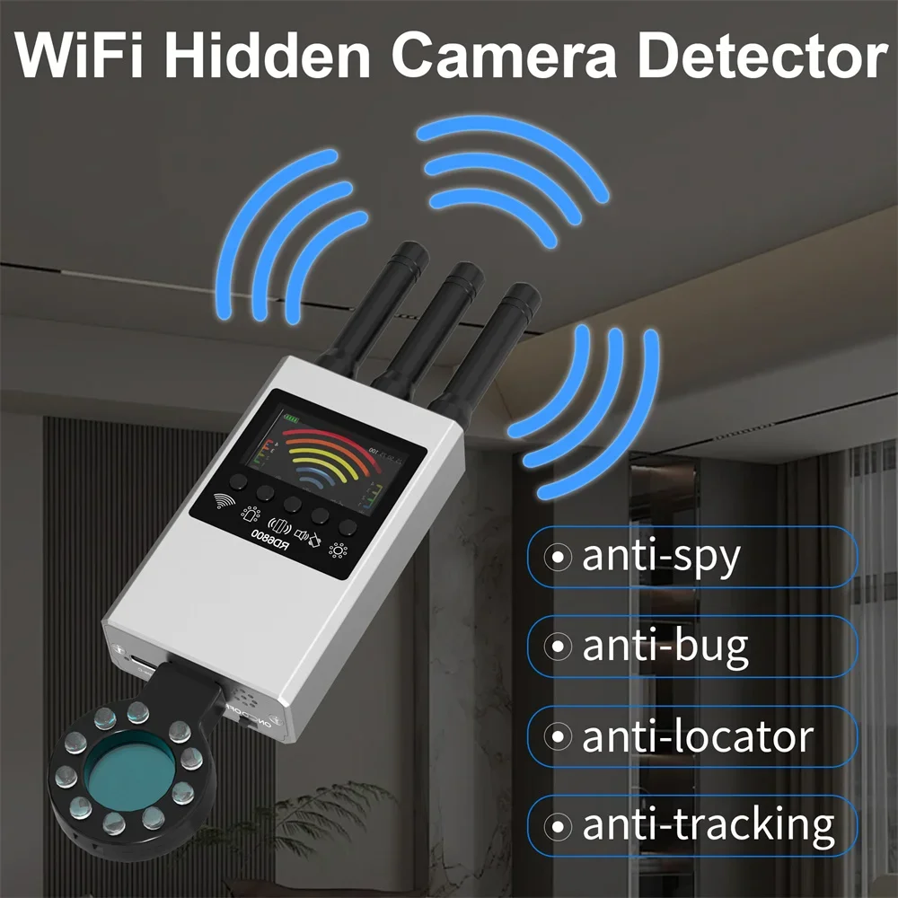 Laser Infrared Detector Signal RF Signal GPS Tracker Mini Bug Finder Anti Spy Detect Wiretapping Wireless Cam Bug Gadget DR6800