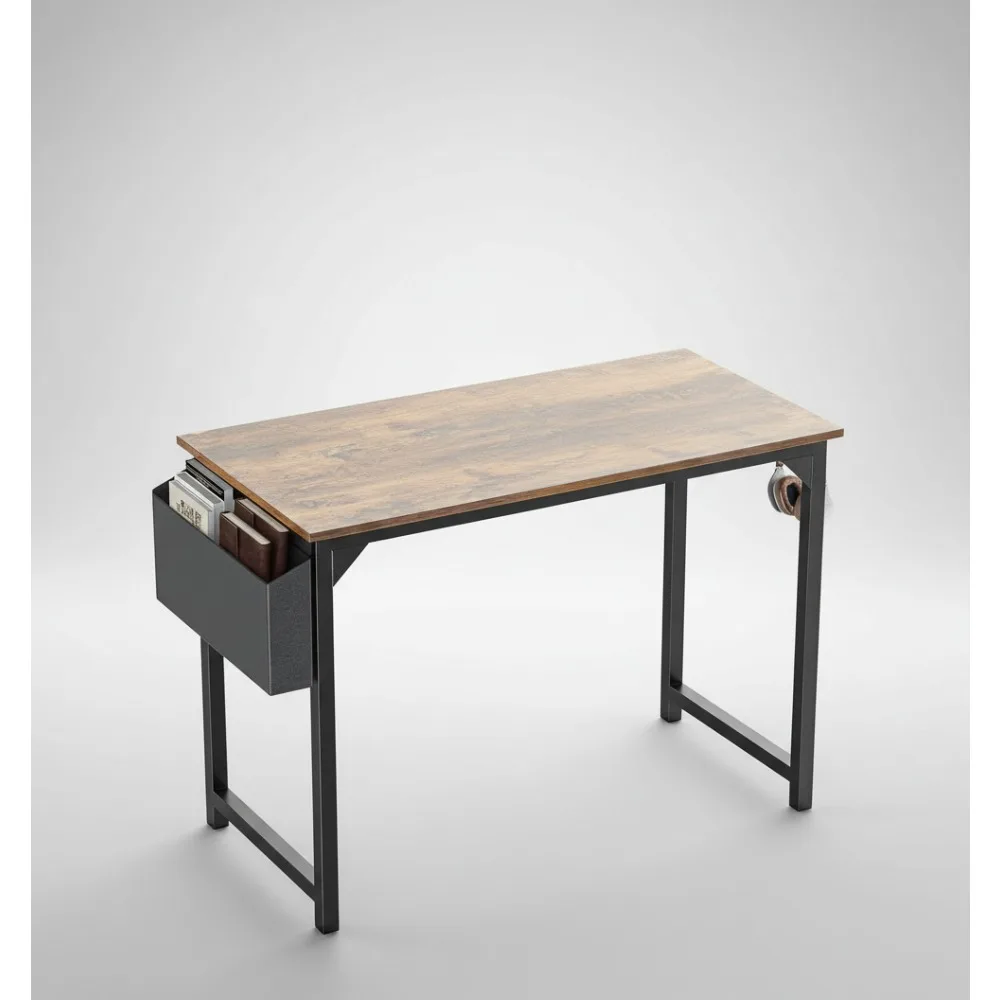 مكتب كمبيوتر حديث وبسيط مقاس 40 بوصة، طاولة عمل للكتابة باللون البني لغرفة نوم المكتب المنزلي #1