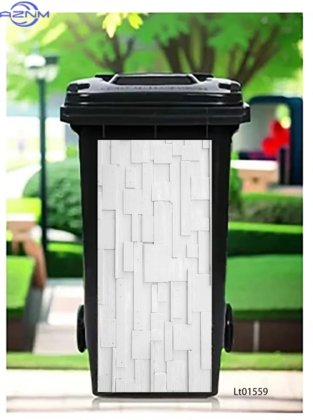 Abstract Architectural Trash Can Sticker, Minimalist Geometric Design Waterproof Removable Outdoor Garbage Bin Decor