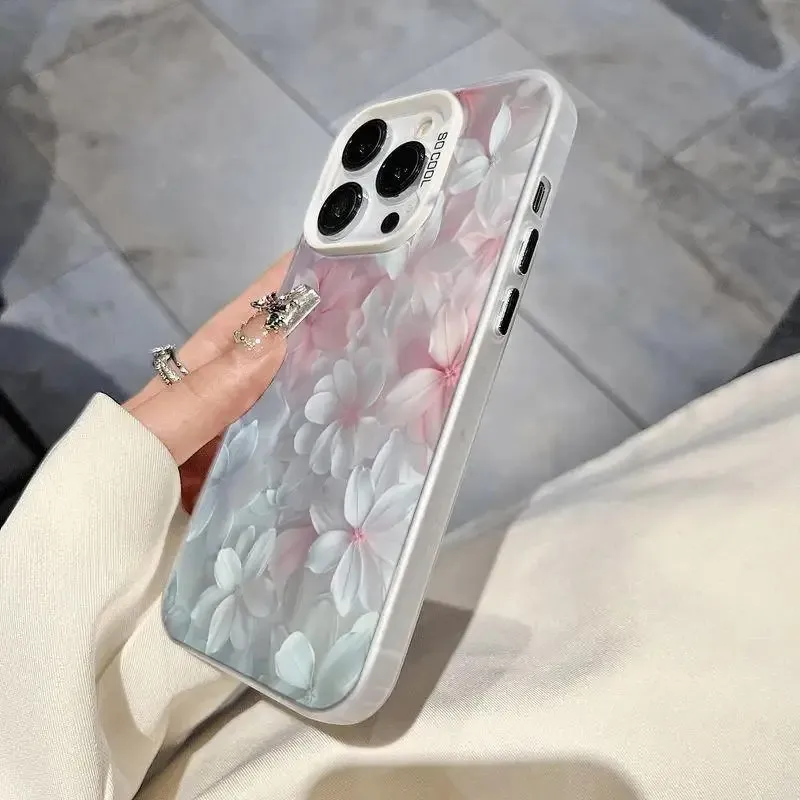 Pink Flower Case for iPhone 15Pro 17 16 14 13 12 11 Pro Max XS XR 7 8 Plus SE Shockproof Cover Screen Protector Casing view 5
