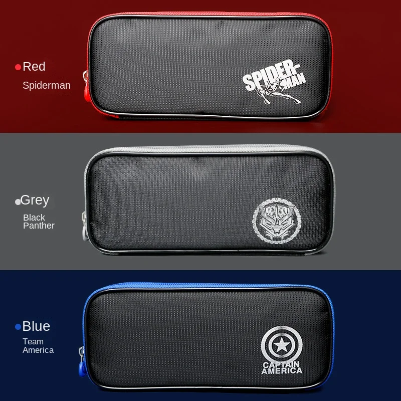 حقيبة أقلام ديزني سبايدرمان بانثر كابتن أمريكا ثلاثية الطبقات ذات سعة كبيرة للطلاب حقيبة تخزين اللوازم المدرسية