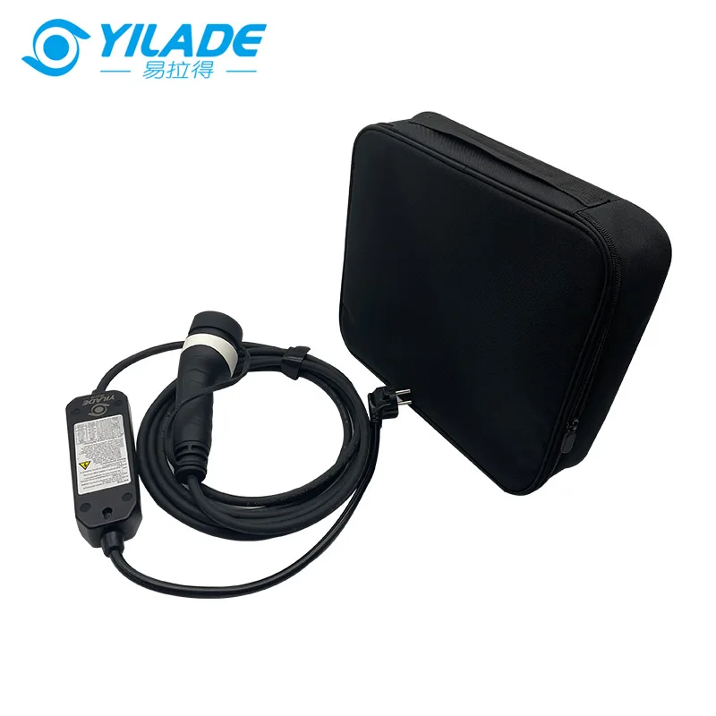 YILADE 2.8\'\' LED Screen Portable EV Charger Type 2 EU Plug 16A 32A 3.5kW 7kW 5 Meter