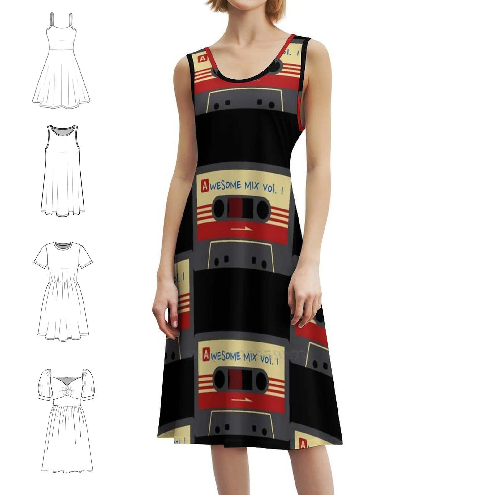 

Потрясающее платье Mix Volume 1, кассетное платье в стиле ретро с вырезом в форме сердца, элегантное летнее праздничное платье для женщин, кассетная лента в стиле ретро, потрясающее