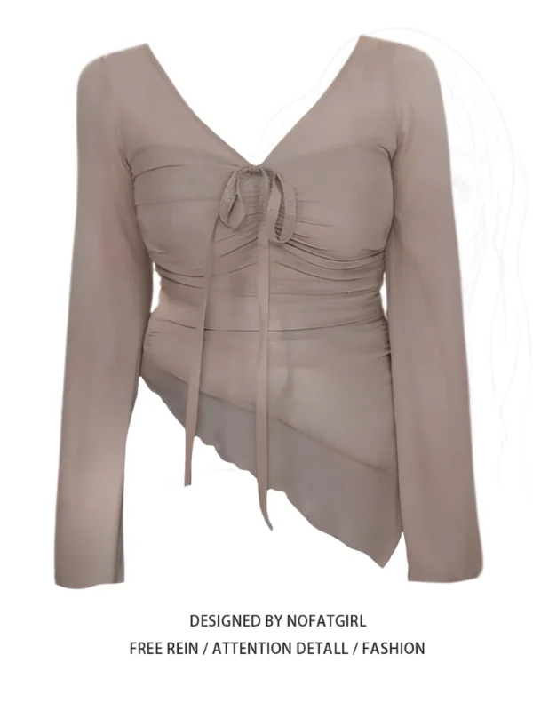 

plus Size Women's Pure Desire Me V-Ne Pleated Long Sve Base irt Asymmetrical Design Autumn Winter Faion Commute Sle