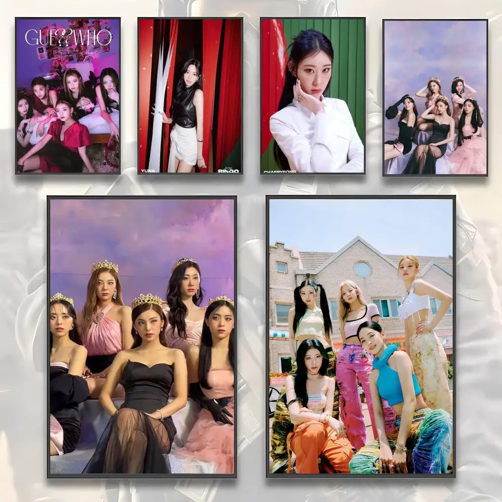 KPOP Girl L-ITZY Poster HD-Kunstposter, selbstklebend, für die Wand, wasserfest, für Zuhause, Wohnzimmer, Schlafzimmer, Bar, ästhetische Dekoration