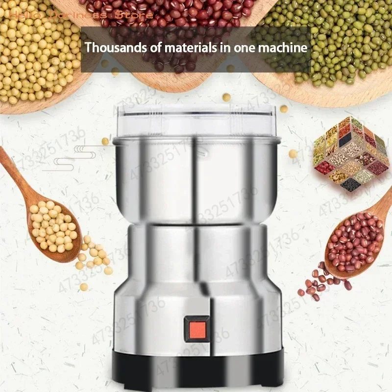 Stainless Steel Electric Coffee Grinder Multifunctional Kitchen Cereal Nuts Beans Spices Grains Grinder Machine Home Blender