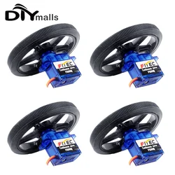 4Sets Feetech FS90R Servo 360 Degree Continuous Rotation Micro RC Servo with Wheel Mini Servo Plastic wheel for RC Car Plane