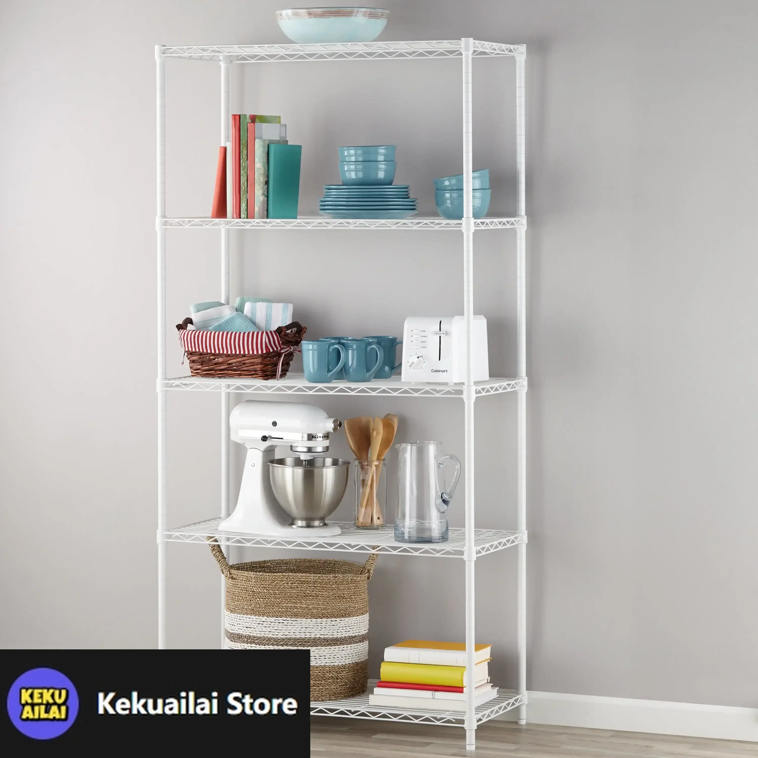 

White Wire Shelf 5-Tier 72"H x 36"W x 16"D, 1750lb Total Capacity
