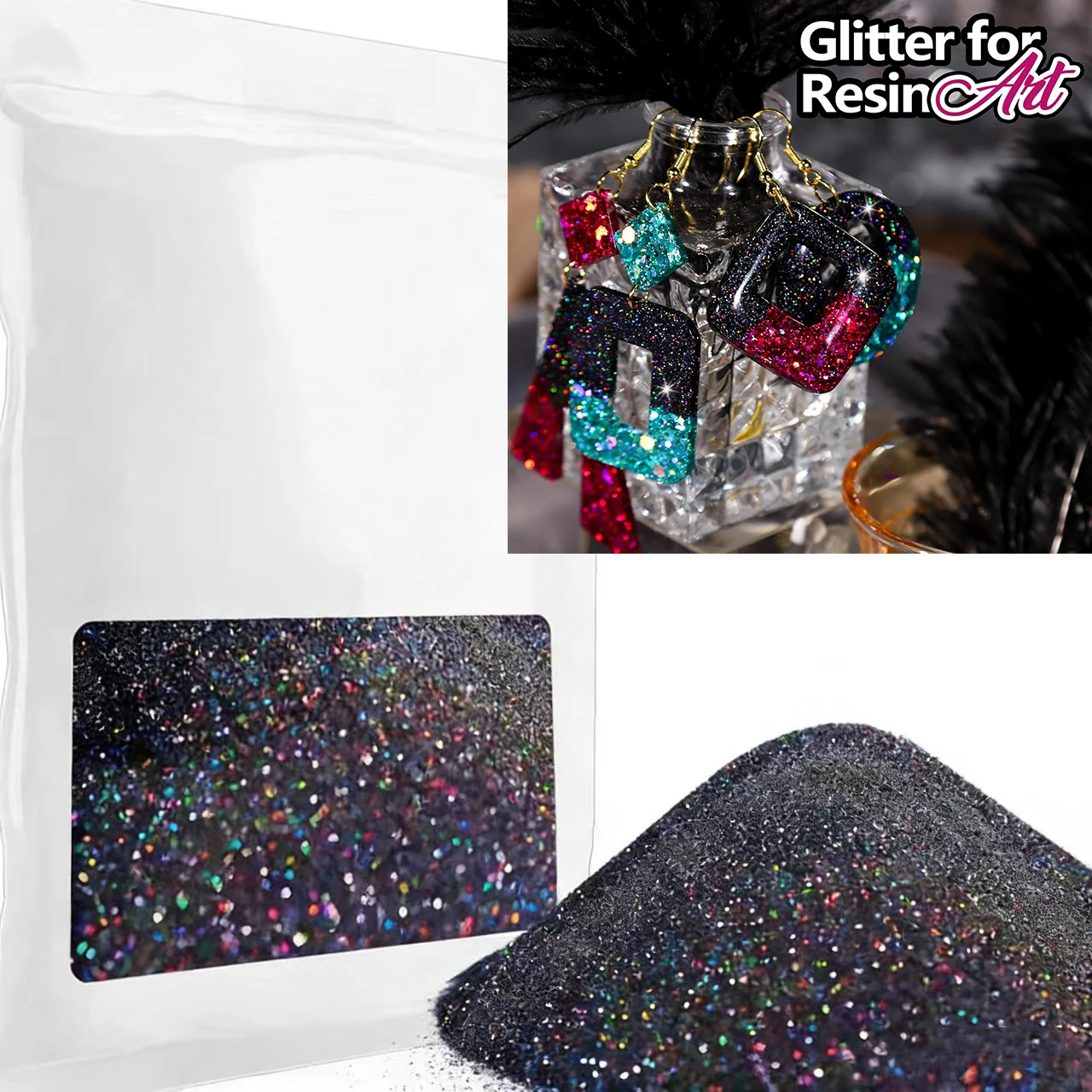 50g /1.76oz 1/128'' 0.2MM Nail Glitter, Holographic Fine Glitter for Crafts, Resin, DIY Jewelry Keychains Halloween Decorations