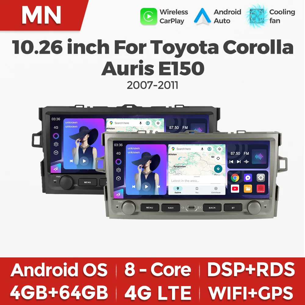 MEKEDE 10.26'' Car Radio For Toyota Corolla Auris E150 2007-2011 Carplay 2 DIN navi stereo 4/8 Core Head Unit BT Android display