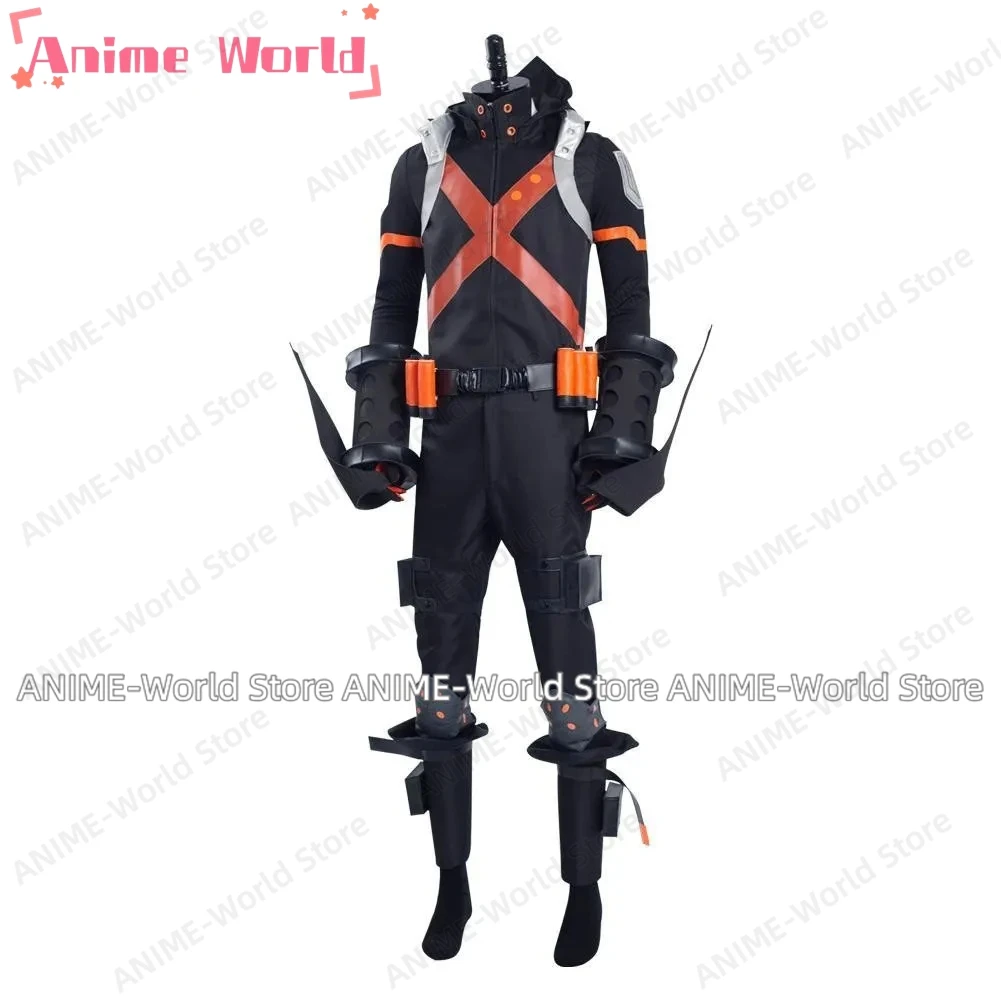《Custom Size》Anime Katsuki Bakugou Halloween Battledress Combat Suits Carnival Suit Cosplay Costume Halloween Wig Shoes