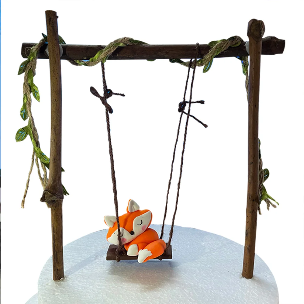 Wald Geburtstag Dekorationen Schaukel Fuchs Thema Party Supplies Igel Eichhörnchen Affe Kuchen Topper Tiere Cupcake Topper Dekor – Detail 1