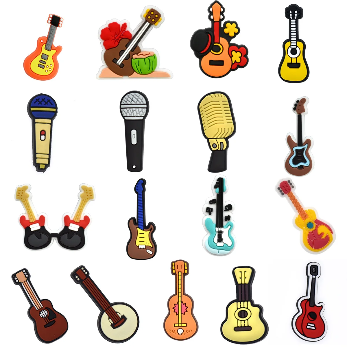 

Cute little yellow duck diy jewelry accessories, flat decoration, handcrafted accessories, cartoon guitar, pvc soft rubber patch