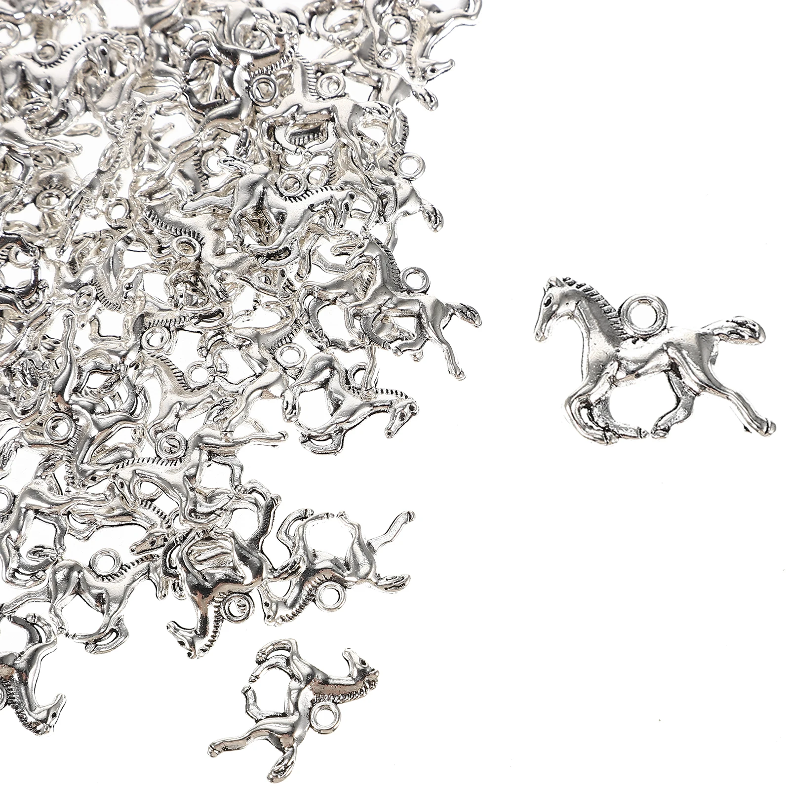 

200pcs Horse Shape Alloy Charms Vintage Pendant Jewelry Supplies Lightweight DIY Materials Key Ring Decor Necklace