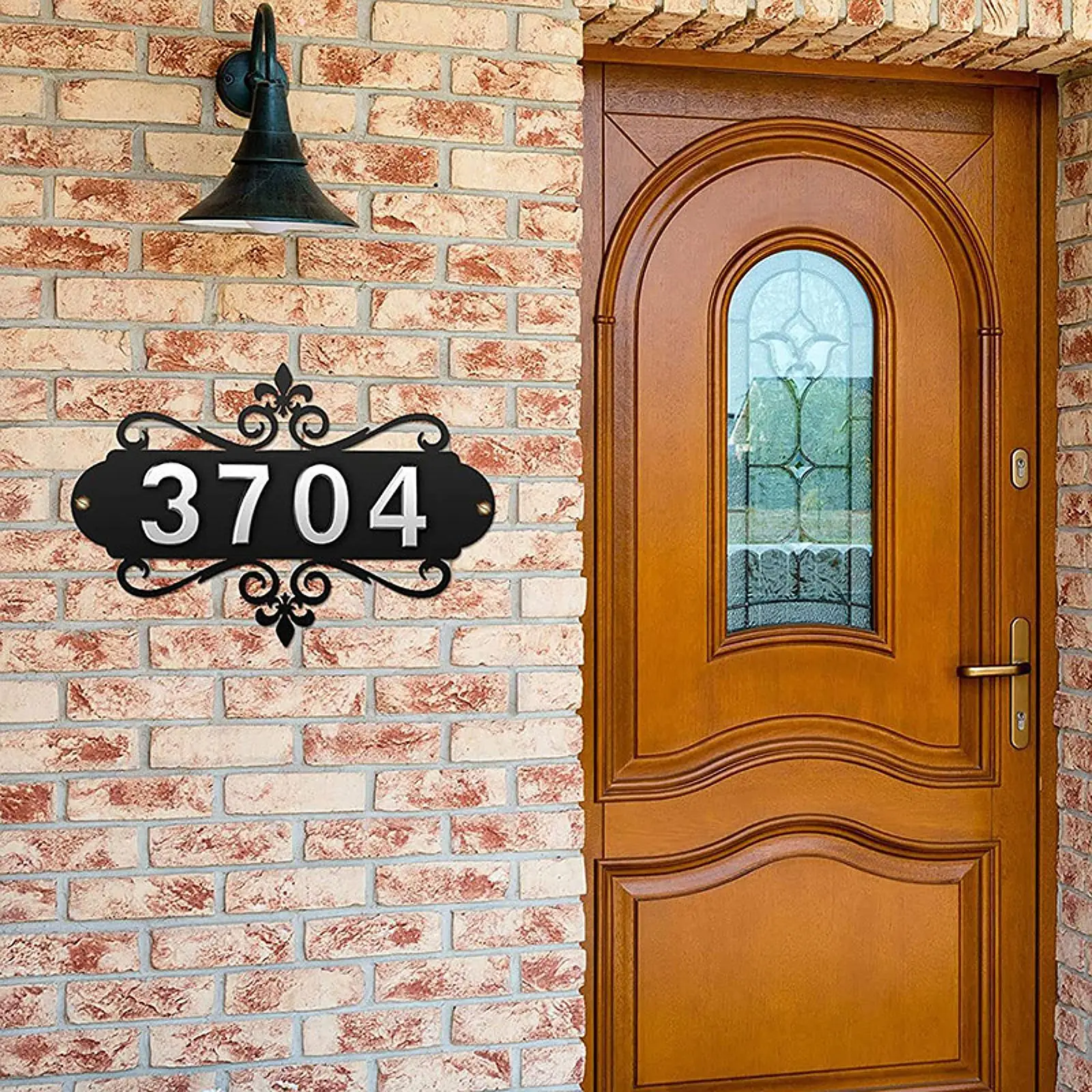 Metal Address Sign Iron Horizontal House Number Plaque Mailbox Number Sign for Hotel Office Indoor Outdoor Fence Apartment