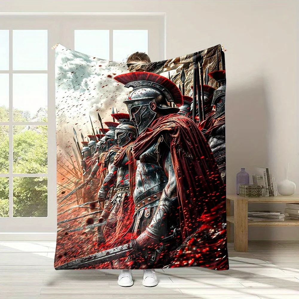 بطانية Spartan Warriors - رمي منزلي ناعم لديكور الغرفة، فكرة هدية فريدة، تصميم مشهد المعركة القديمة، عمل فني ملحمي #4