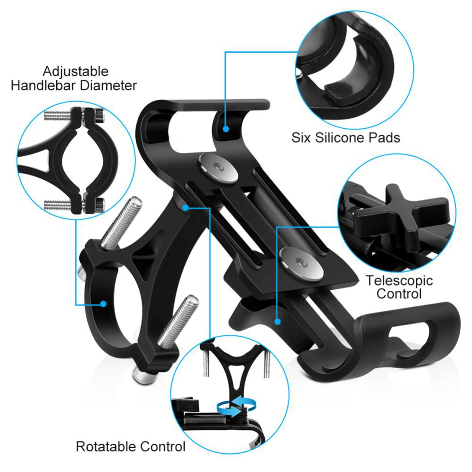 Metal 3.5-6.5 inches GPS Mobile Phone Holder Handlebar Support Mount Bracket For Motorcycle Bike Bicycle MTB Motorbike Bicycle