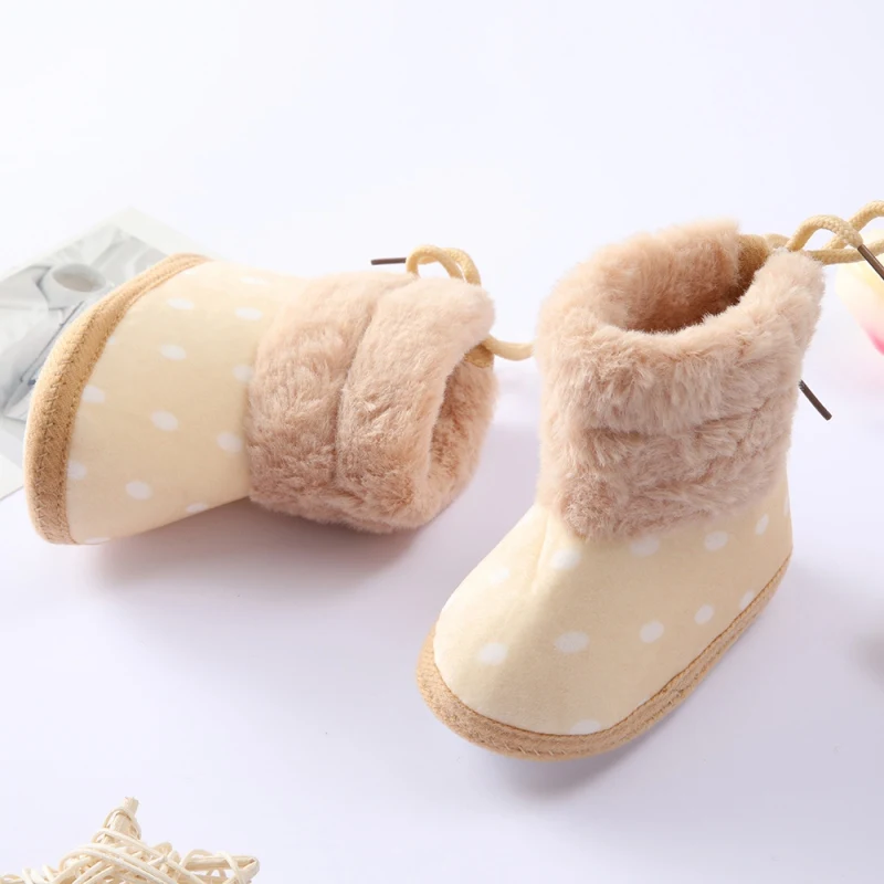 

Newborn Toddler Warm Boots Winter First Walkers Polka Dot Baby Girls Boys Shoes Soft Sole Snow Booties for 0-18M Footwear Boots