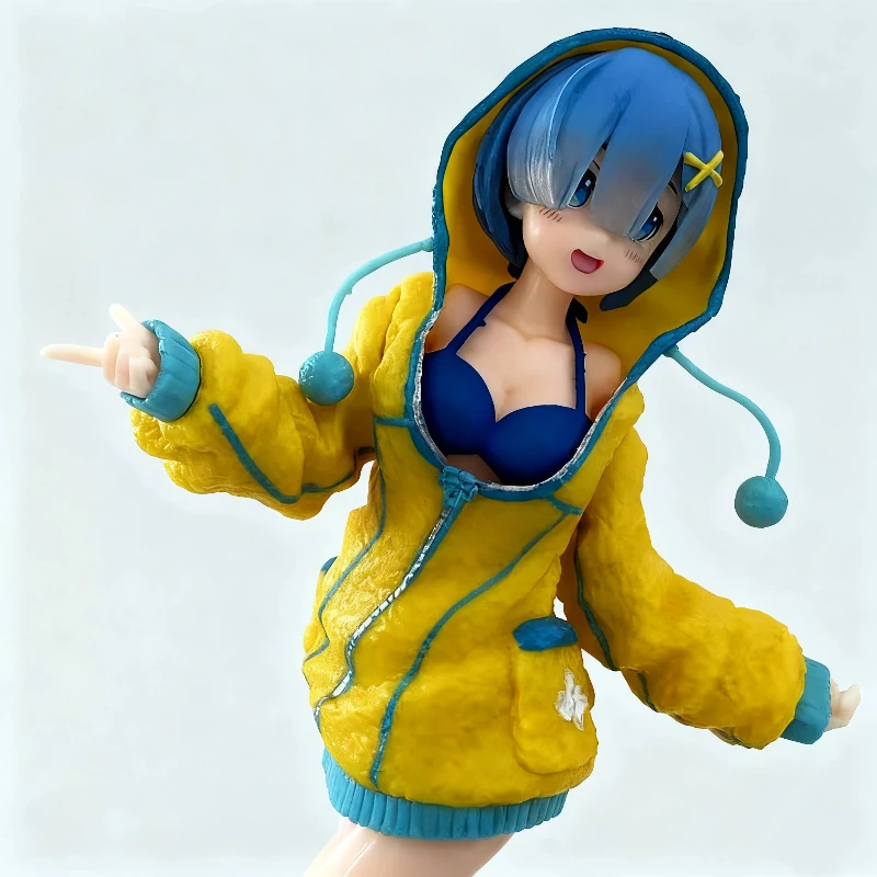 Re:Zero Rem Hoodie Action Figure 22cm PVC Anime Exquisite Statue Standing Pose Collectible Model Toy Desktop Ornament Boxed Gift