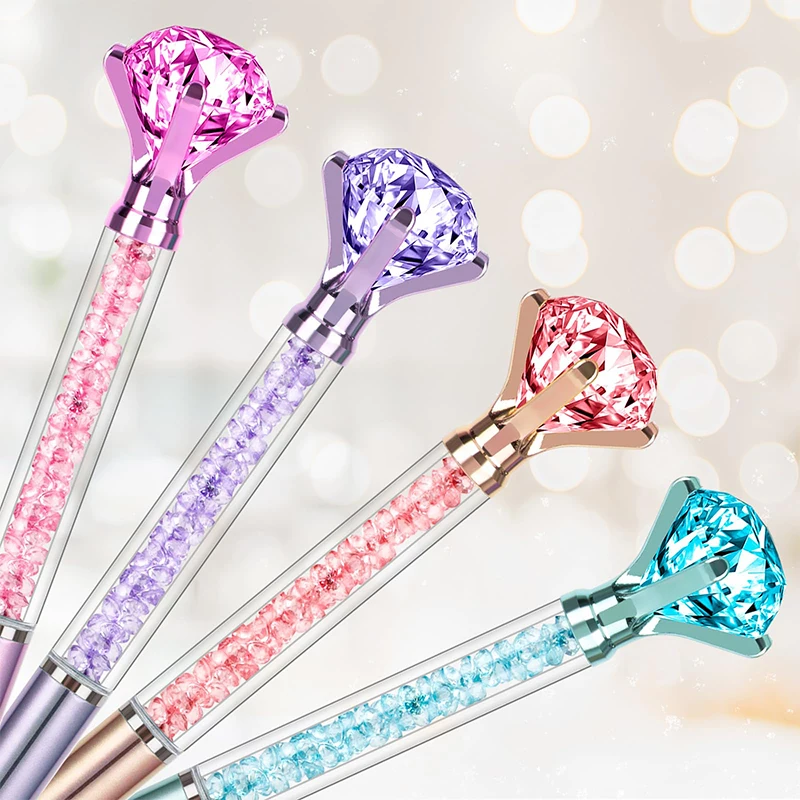 40Pcs Crystal Diamond Pens Cute Bling Pens 4 Color Glitter Style Gem Pen for School Office Supplies Black Gel Ink