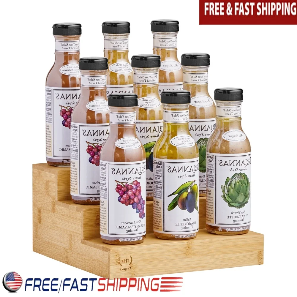 

2 Piece Bamboo Multi Tier Riser Set Kitchen Pantry Bathroom Organizer Storage Solution