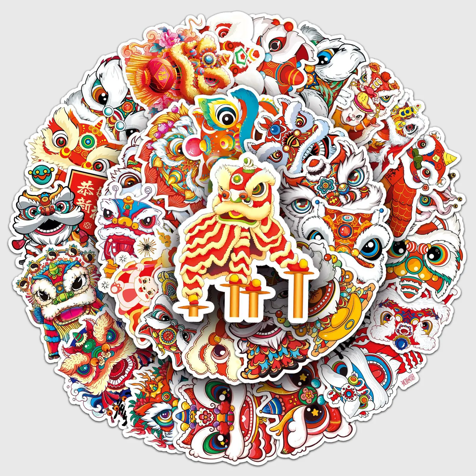 

50pcs Cartoon Lion Dance Stickers For phone case Laptop Notebook Suitcase Skateboard DIY Aesthetic Stickers