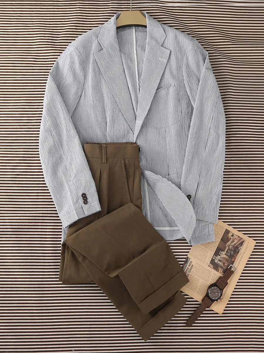 Premium Cotton-Linen Blend Trousers: Timeless Straight-Cut with Drawstring Waist