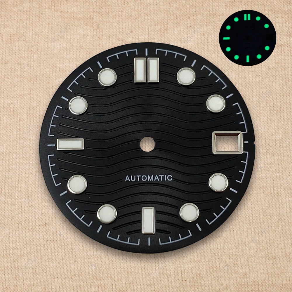 S Logo 28.5mm Retro Digital Dial Suitable For NH35 Movement High Quality Green Luminous Watch Accessories Repair Tool