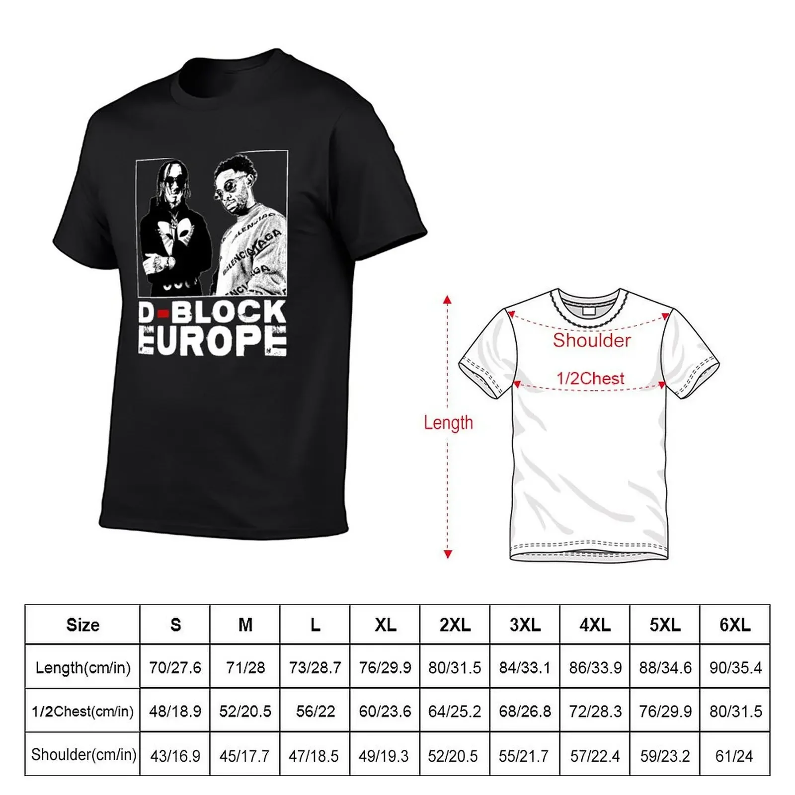 Classic D Block Europe Black and White Design T-Shirt plus size clothes blue archive vintage graphic tee clothes for men