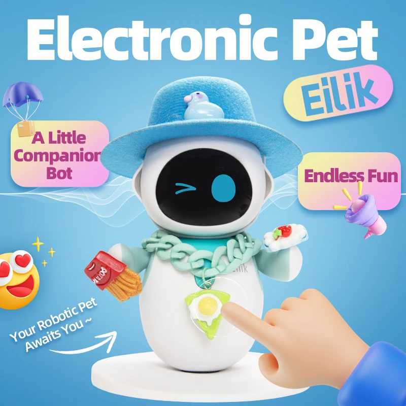 Eilik robot Pets,with Costume accessories Set ,sun hat and necklace  ，Desert Coating Version with Exclusive Monster Shooter Game