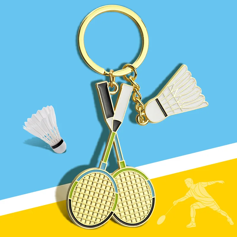 60 Pieces Simulation Badminton Keychain Table Tennis Sports Club Souvenir Badminton Pendant Racket Wallet Key Clip Accessories