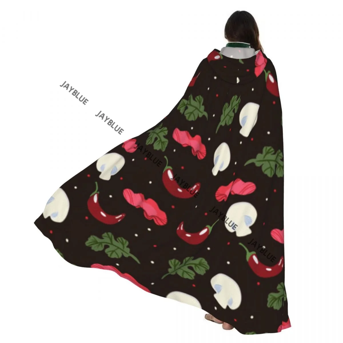 Capa unisex para adultos, comida panasiana, Sushi, raíces de loto, jengibre, con capucha, disfraz largo de bruja, Cosplay