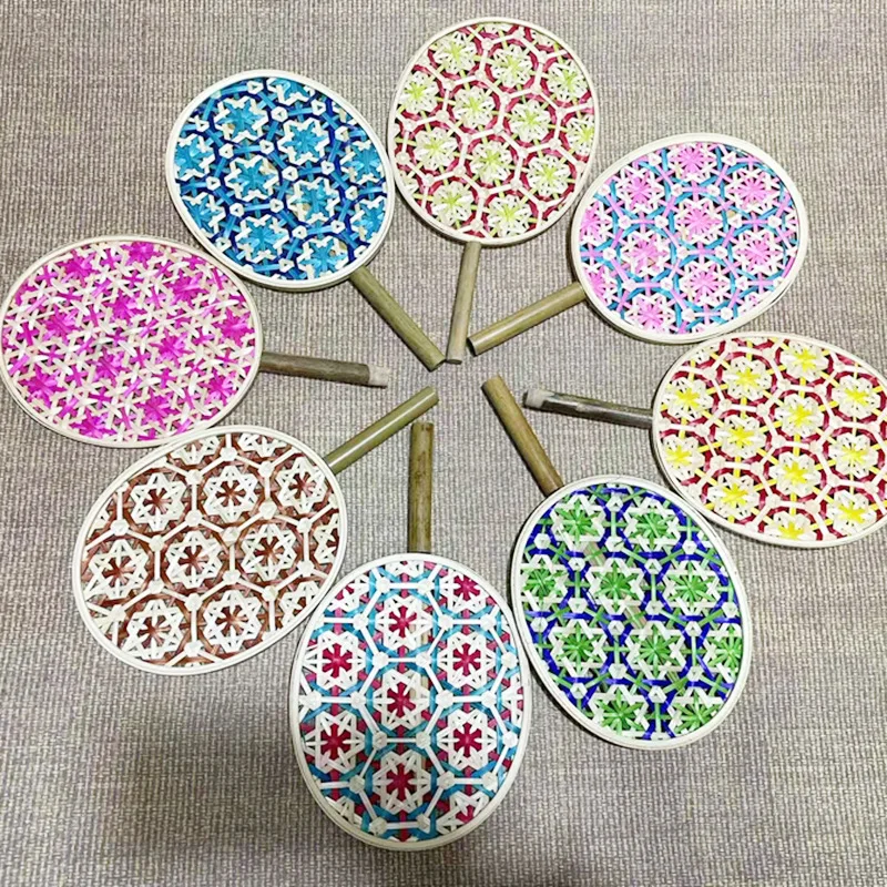 

Colorful Handmade Dance Fan Ethnic Style Bamboo Fan Summer Anti-mosquito Cooler Braided Hand-woven Fan Home Decor Crafts