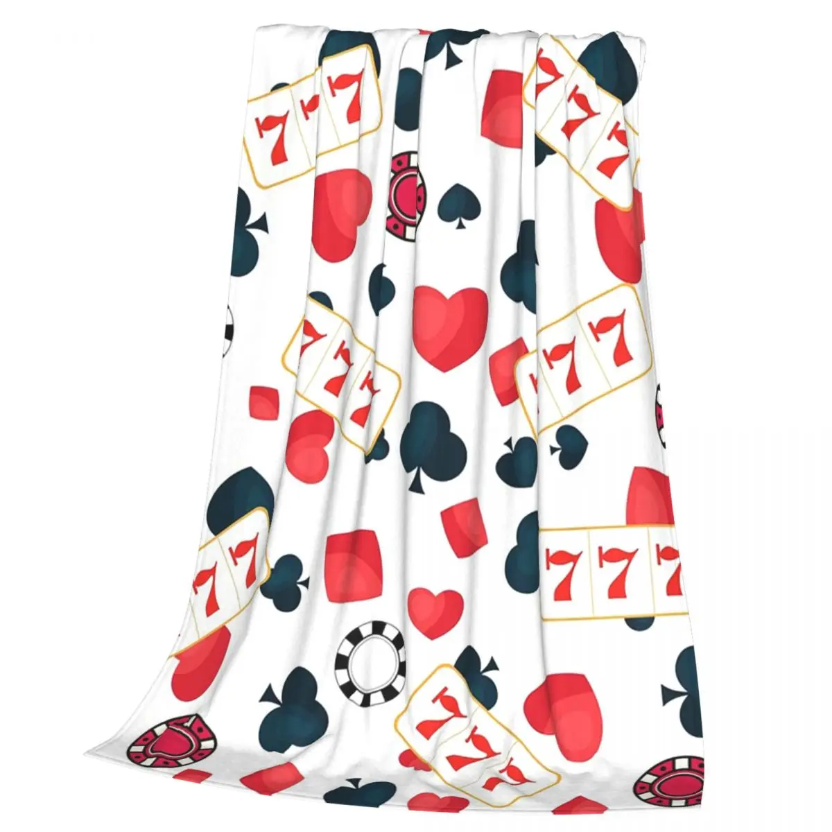 Poker Slot Machine Pattern Blankets Soft Warm Flannel Throw Blanket Plush for Bed Living room Picnic Travel Home Couch