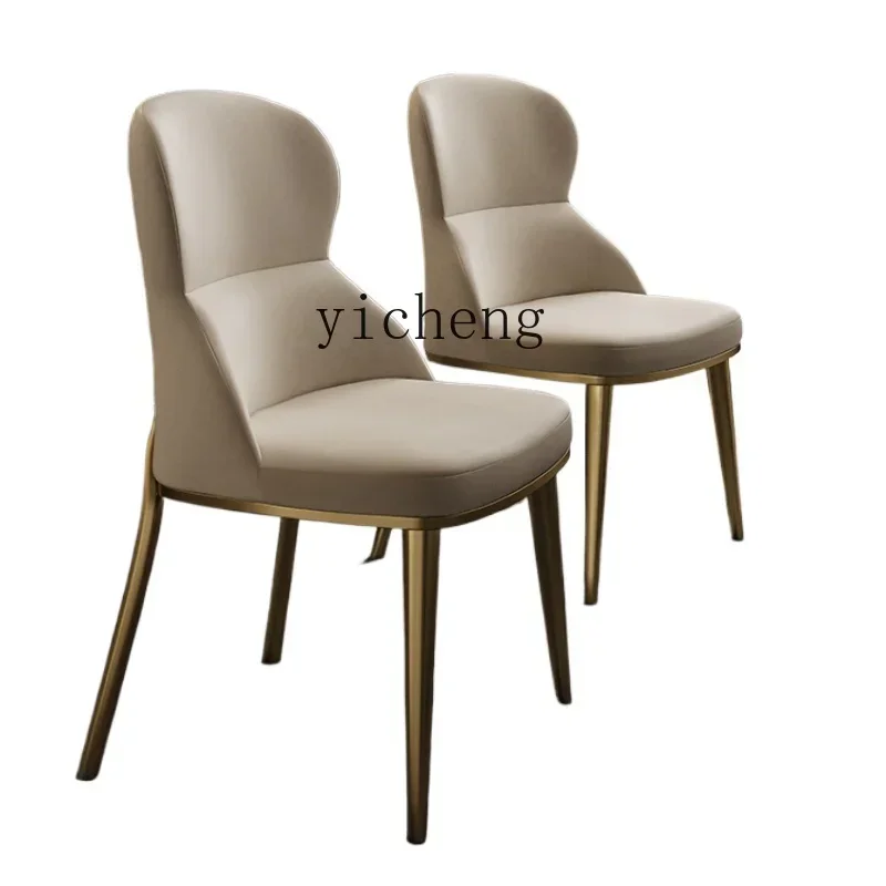 XL leather dining chair Nordic backrest comfortable restaurant first layer cowhide light luxury dining table chair