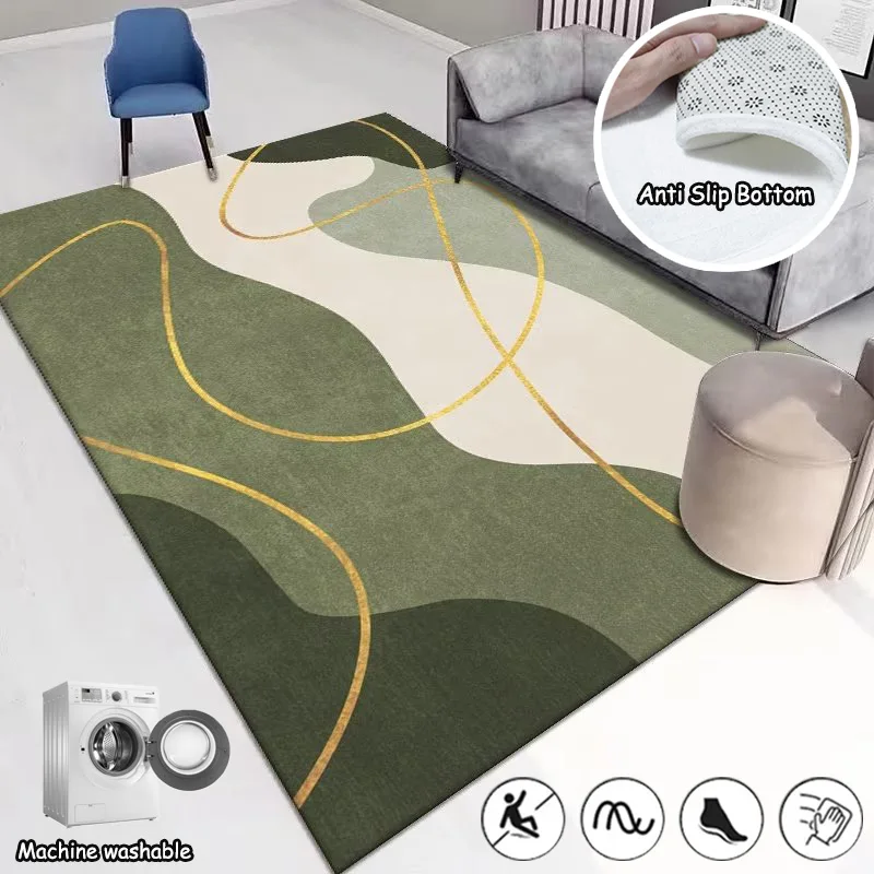 

Living Room Light Luxury Carpets Simple Green Abstract Carpet Bedroom Decorative Rug Hall Sofa Chair Area Customizable Floor Mat