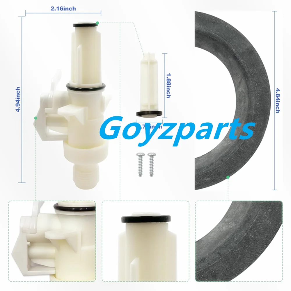 13168 Upgraded RV Toilet Water Valve Kit Compatible with Thetford Aqua Magic IV Toilets High and Low Models