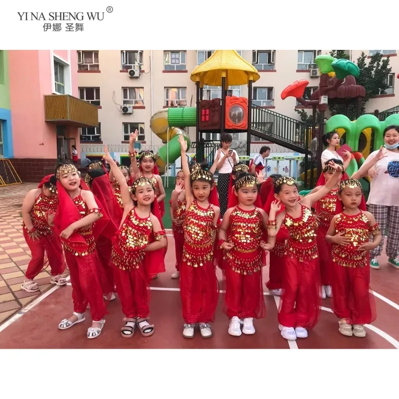 2/3/8 stücke Kinder Bauchtanz Kostüme Set Orientalischen Tanz Kleidung Bauchtanz Anzug Mädchen Ägyptischen Bollywood Indische Kinder Dancewear